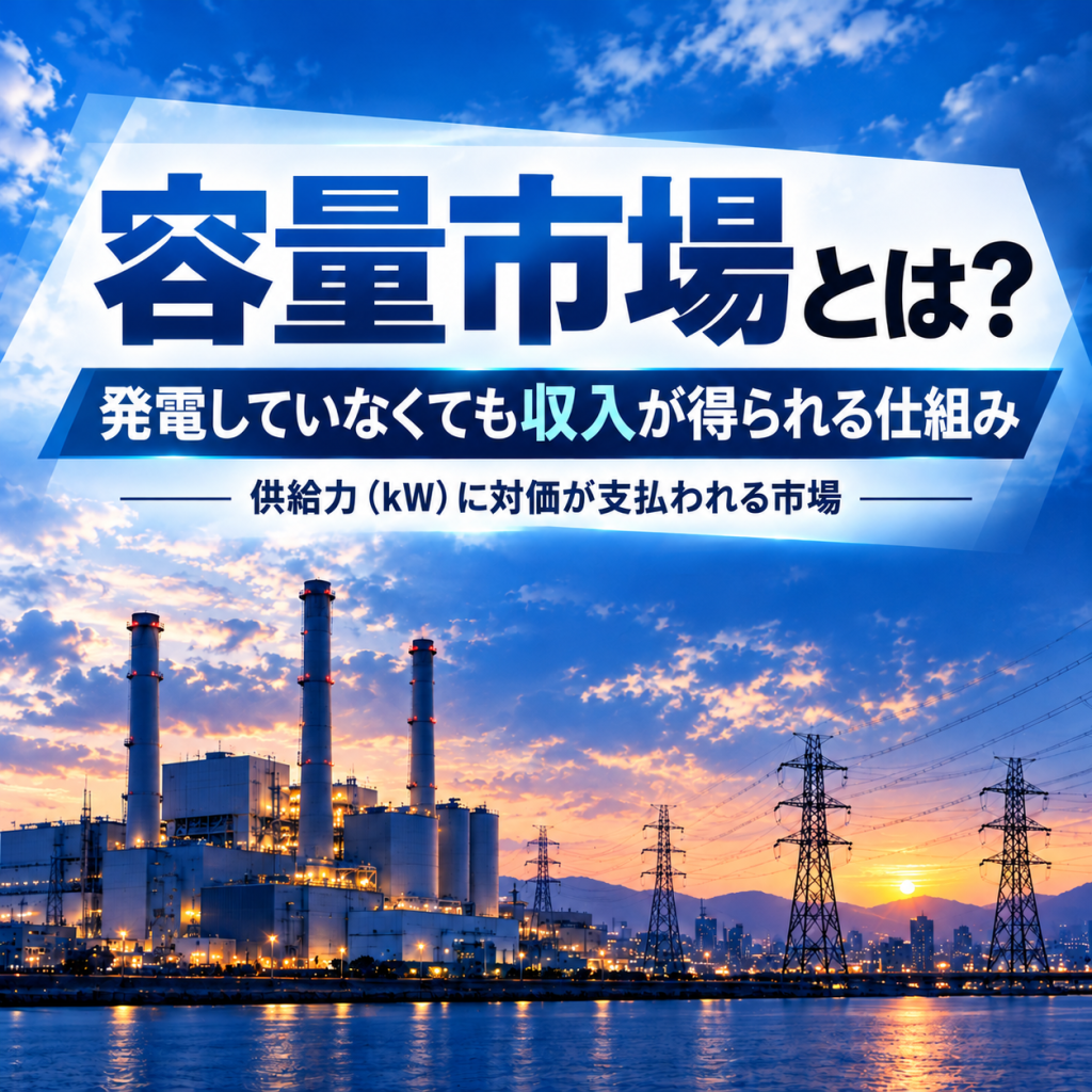 容量市場とは？発電していなくても収入が得られる仕組みをわかりやすく解説