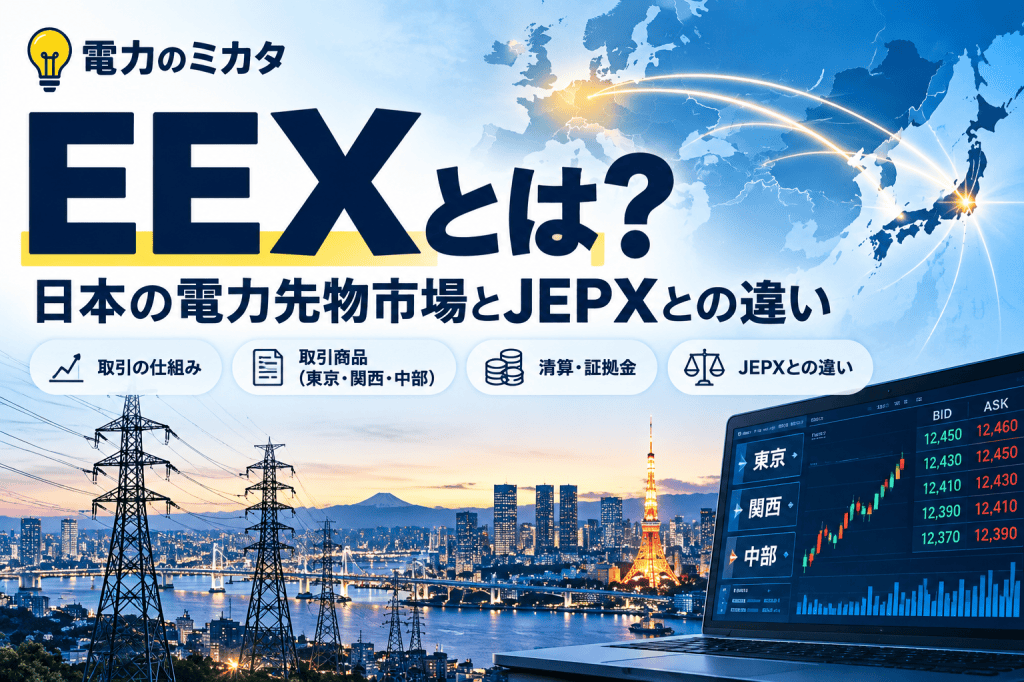 EEXとは？日本の電力先物市場とJEPXとの違いを解説する3対2のアイキャッチ